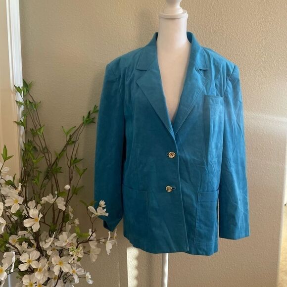 Roth Le Cover Women Suede Baby Blue Blazer - Size XL - Picture 1 of 11